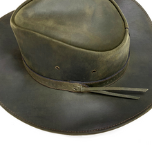 Cargar imagen en el visor de la galería, Sombrero caza cuero verde oliva