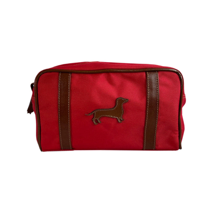 Bolsa viaje lona cuero rojo