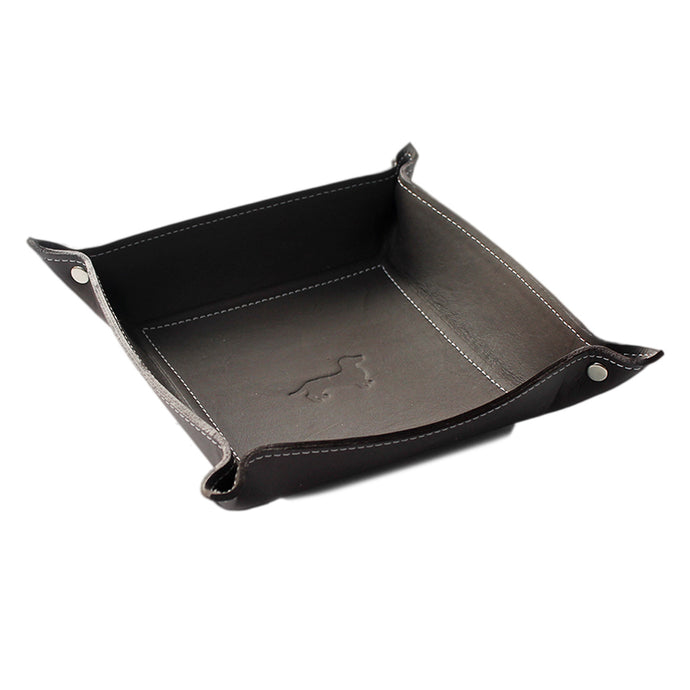 Caja broches cuero café