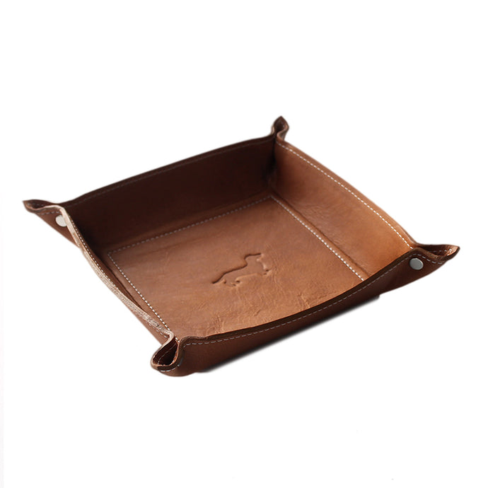 Caja broches cuero pequeña miel