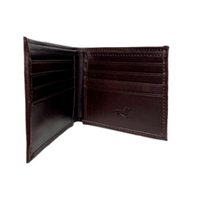 Cargar imagen en el visor de la galería, Billetera hombre pampa cuero café tejido rojo beige
