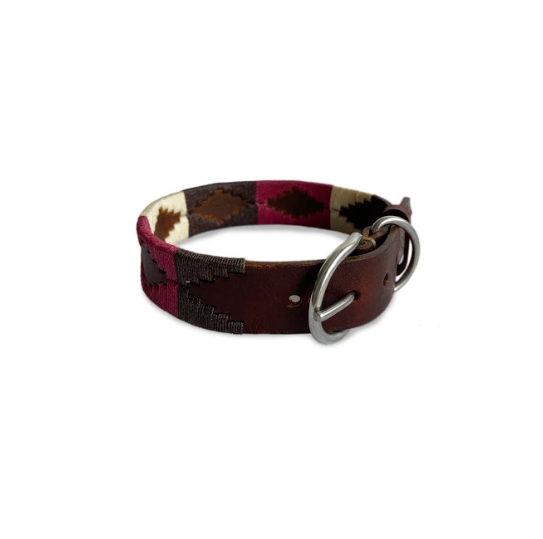 Collar perro pampa fucsia café y beige