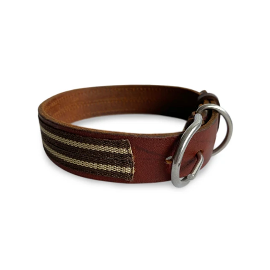 Collar perro reata café beige