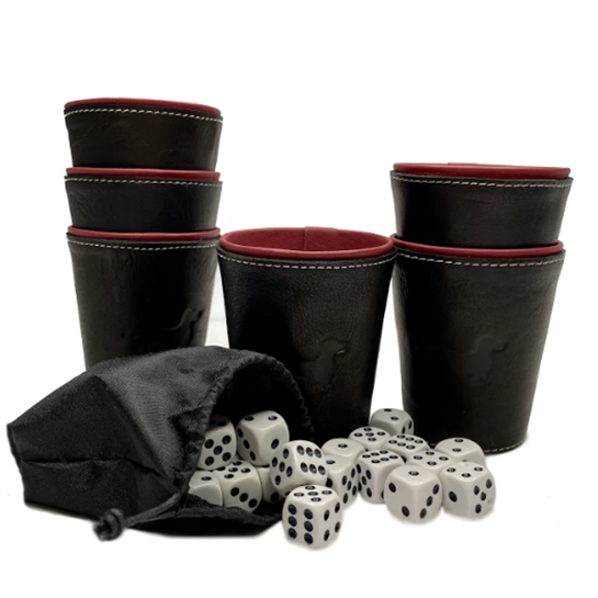 Juego Cacho Cuero negro rojo