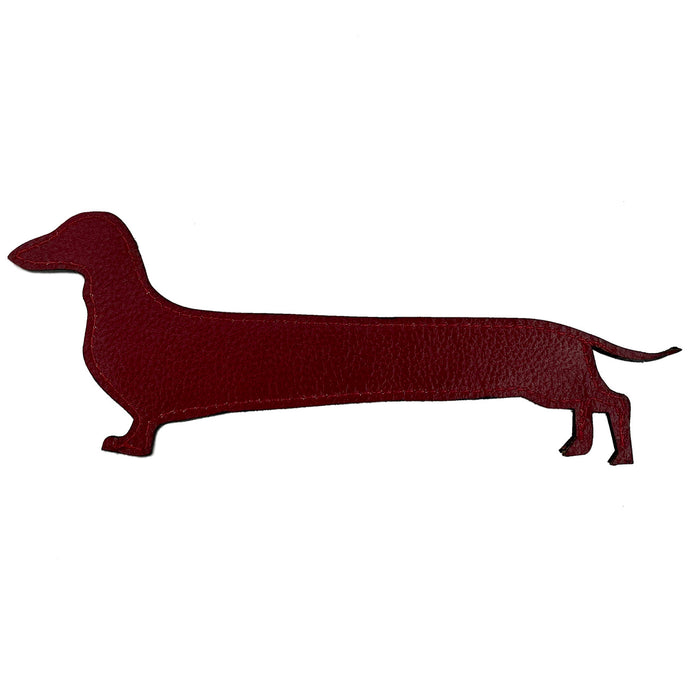 Marca libros cuero perro rojo